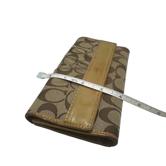 COACH Brown and Tan Signature Canvas Wallet - Picture 11 of 11